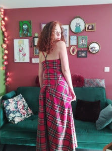 robe Geillis T 42 tartan rouge, dos nu lacée