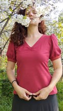 Charger l&#39;image dans la galerie, tee shirt taille 36 manches ballons rouge