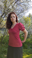 Charger l&#39;image dans la galerie, tee shirt taille 36 manches ballons rouge