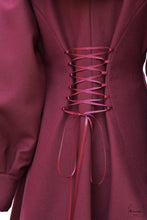 Charger l&#39;image dans la galerie, manteau Nabou bordeaux en drap de laine