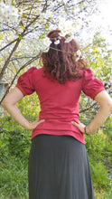 Charger l&#39;image dans la galerie, tee shirt taille 36 manches ballons rouge