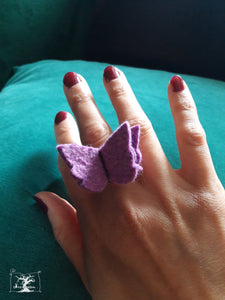 bague papillon violet