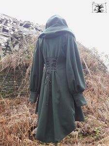 manteau Nabou vert forêt en drap de laine