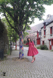 robe strawberry pie en lin boutonnée devant