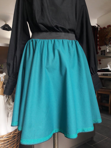 jupe corolle bleu canard taille élastiquée