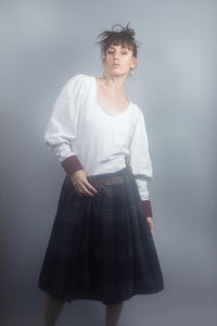jupe plissée à carreaux noir et gris- creatrice Maureen