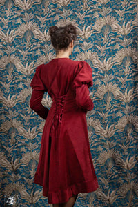 robe de jour d'hiver velours grenat 38/40 EN STOCK