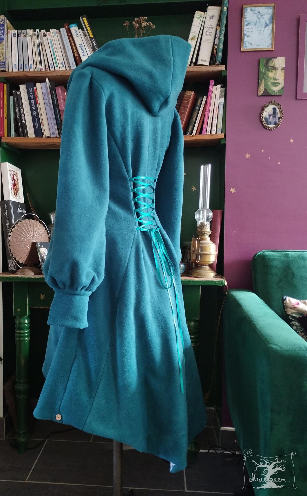Manteau de contes de fées polaire bleu canard créatrice Maureen 