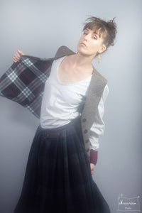 jupe highlander plissee en lainage à carreaux- Créatrice Maureen