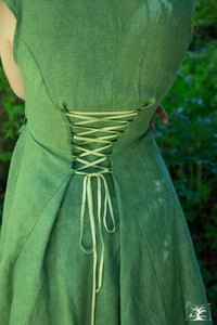 robe portefeuille vert absinthe créatrice Maureen en lin biologique